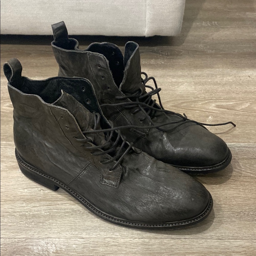 Allsaints Black Lace-Up Ankle Boots size 44